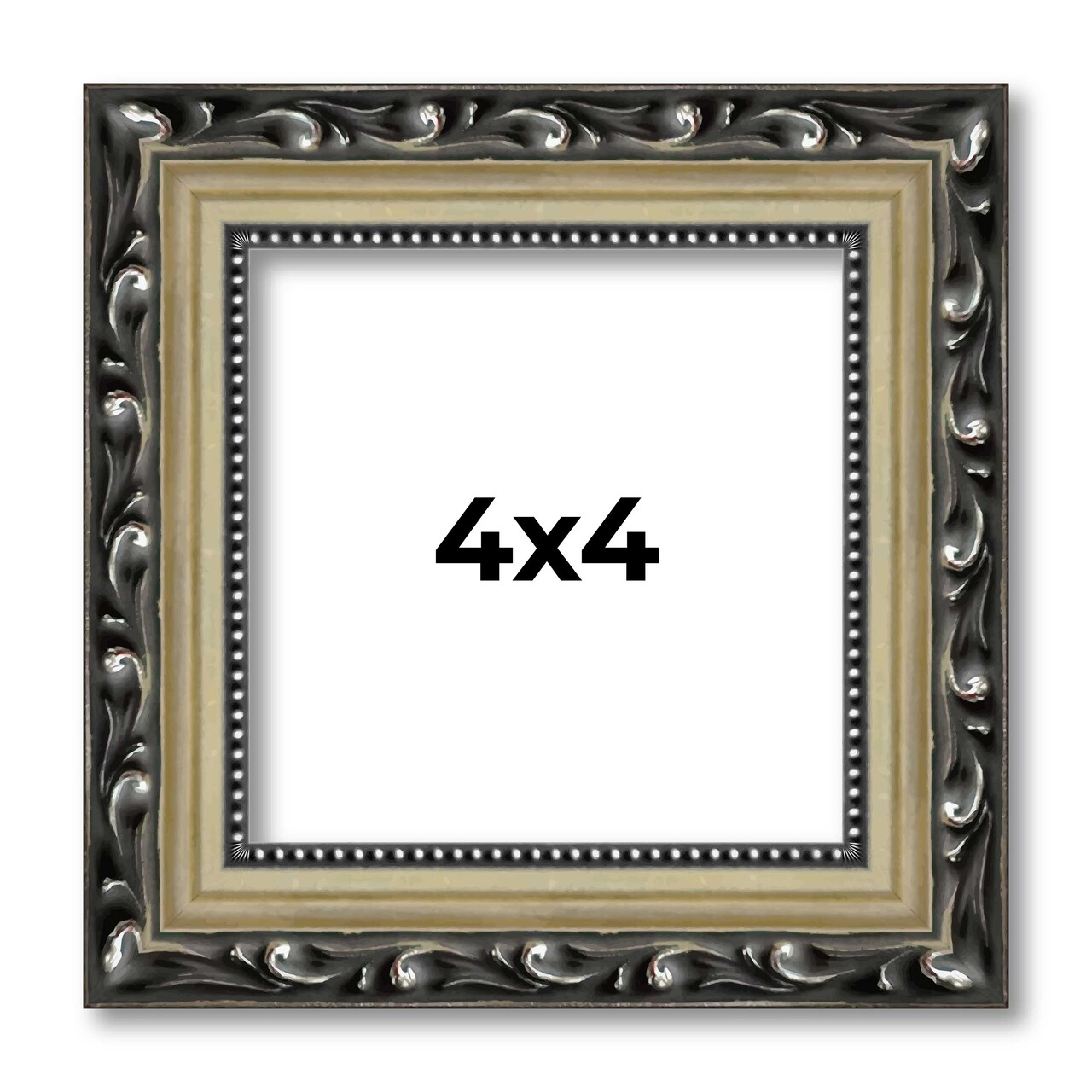 4x4 Silver Wood Picture Frame - UV Acrylic, Foam Board Backing, Hanging Hardware